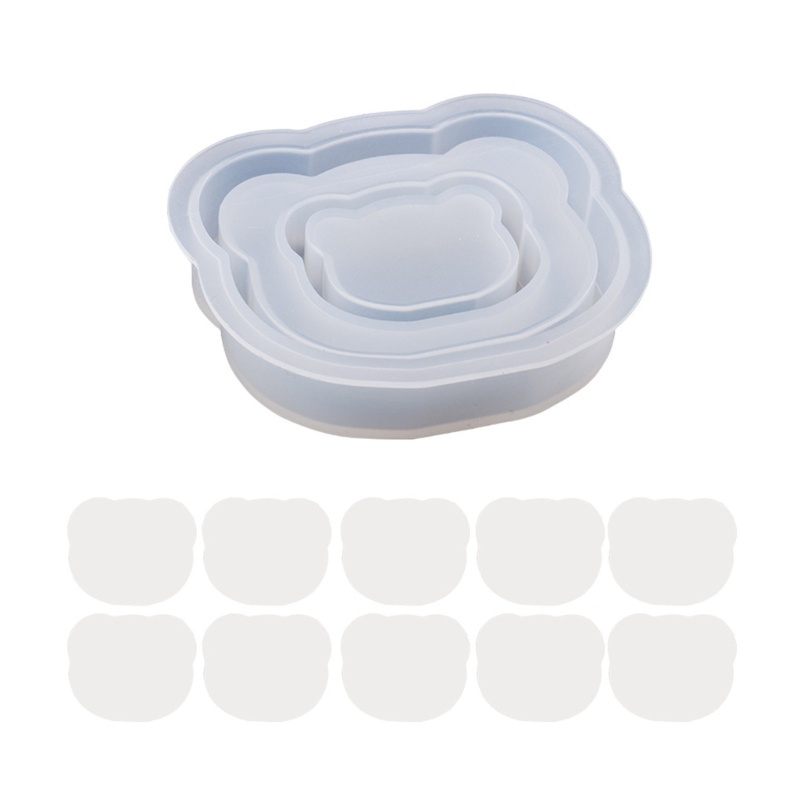 Bộ Khuôn Lắc Resin + 10 Khuôn Silicone Làm Bánh Hình Gấu / Ngôi Sao / Mặt Trăng