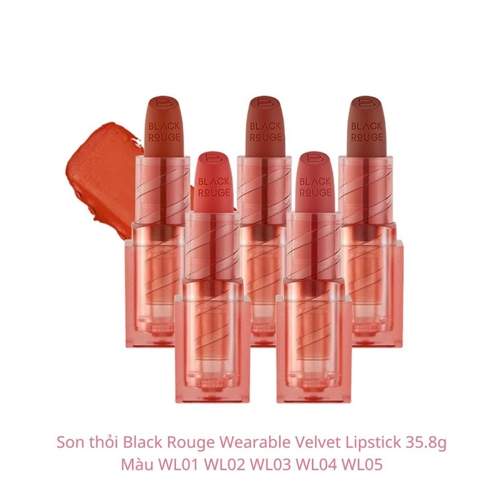 Son Thỏi Black Rouge Rose Velvet Lipstick/Son thỏi Black Rouge Wearable Velvet Lipstick 35.8g Full màu