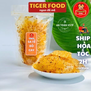 Bánh tráng sa tế bò cay 💖TIGER FOOD💖 Bánh tráng miếng sate bò mix đậm vị cực ngon túi zip 100g - Đồ ăn vặt sài gòn