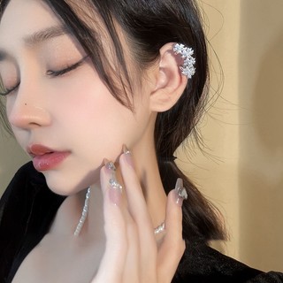 Bông Tai Kẹp Hình Hoa Đính Đá Thời Trang Thu Đông Phong Cách Mới Không Cần Xỏ Lỗ Tai