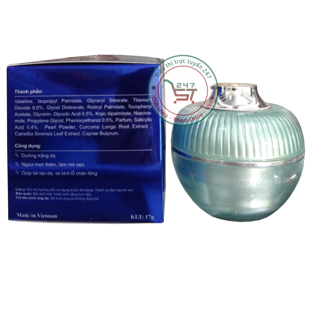 Kem Mụn Trắng da Mờ sẹo Thâm Tái tạo da Se khít lỗ chân lông Bạch Tiên 8g 13g (xanh dương-trắng)