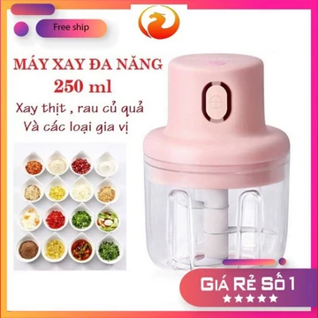 Máy Xay Mini Sạc Điện Nắp Hồng 250ml, Xay Thịt Ớt Hành Tỏi Rau Củ Quả Cầm Tay, Máy Xay Sinh Tố Máy Xay Caffe Xay Ngũ Cốc