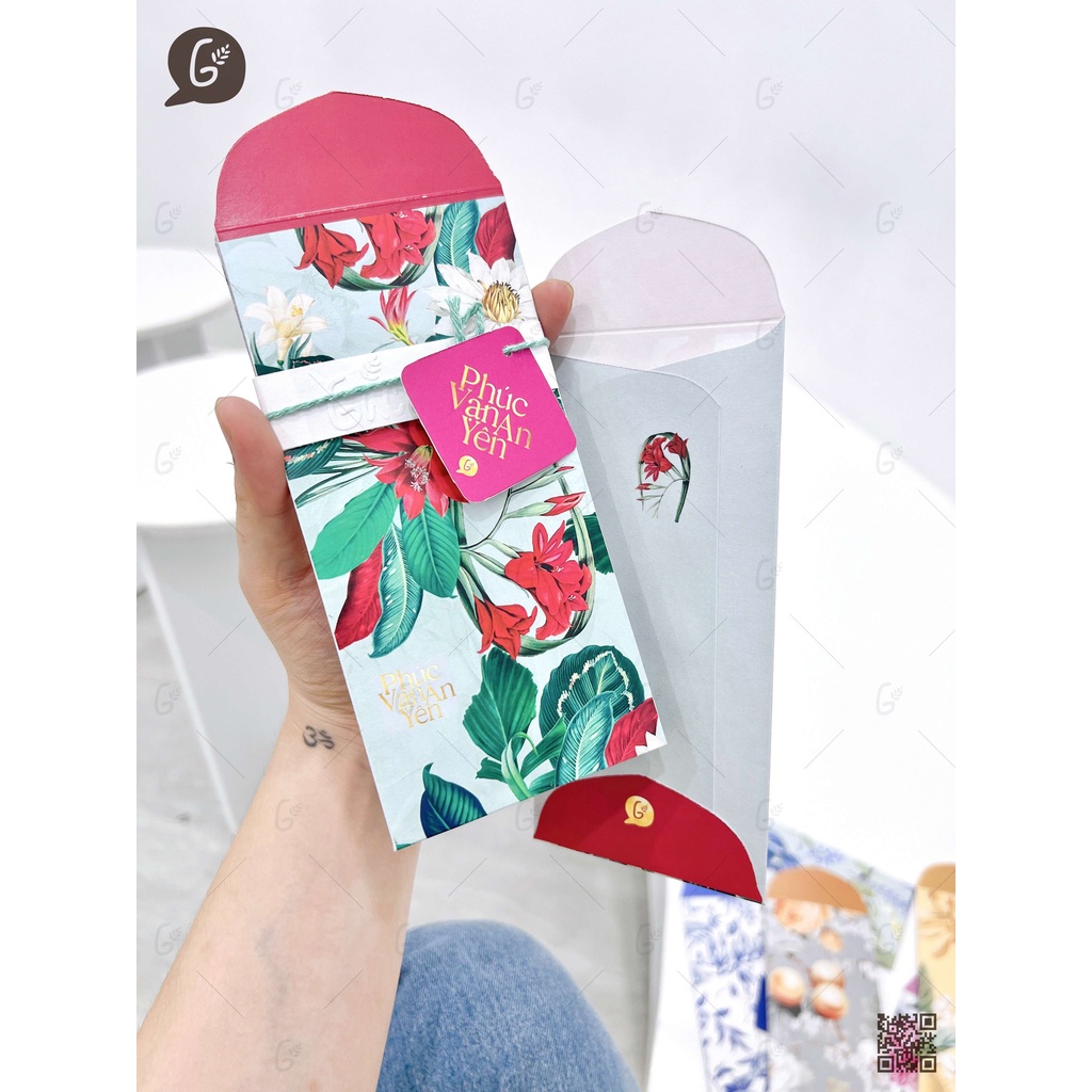 Combo 4 set lì xì Phúc Vinh Khải Hoàn cao cấp Gác xép chất liệu Kraft nhật nhập khẩu họa tiết hoa văn vinatage Tết 2025