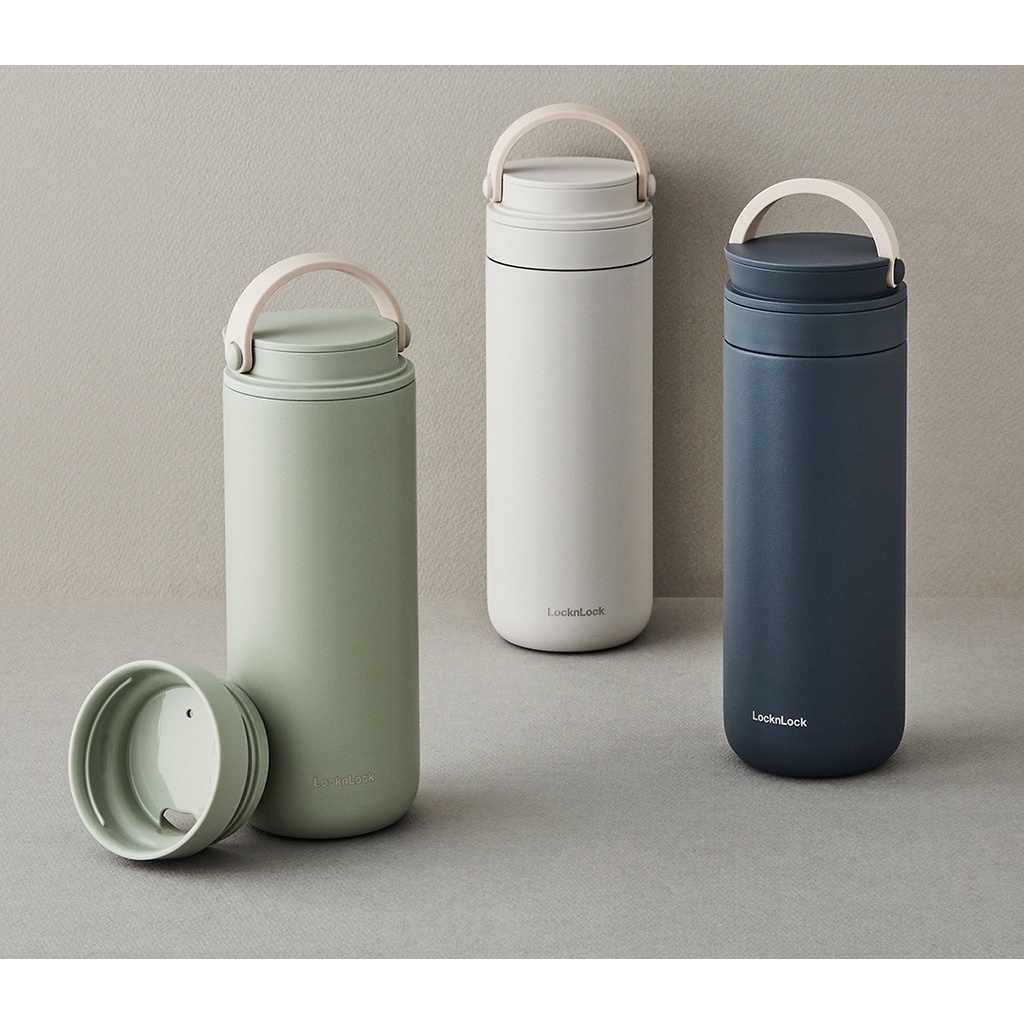 Bình giữ nhiệt LocknLock 475ml Metro Two Way LHC4274 màu navy , có quai xách, thép không gỉ - K-MALL