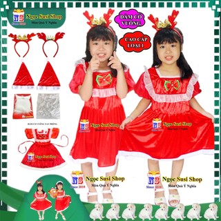 [CAO CẤP] ĐẦM CỔ VUÔNG TAY PHỒNG ĐẦM NOEL BÉ GÁI TỪ 1 - 8 TUỔI CHẤT VẢI NHUNG MẶC ĐI CHƠI LỄ SỰ KIỆN CHỤP ẢNH