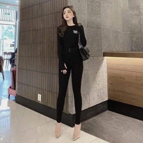 Women's High-waist Premium Pants Legging Logo Khuy – 2