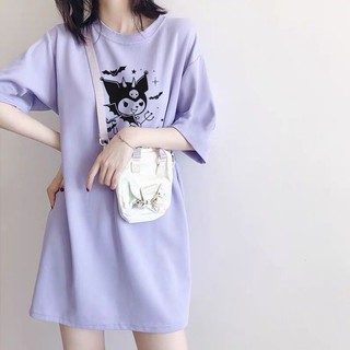 Đầm Ngủ Tay Ngắn In Hình Kuromi Dễ Thương Thời Trang Mùa Hè 2024