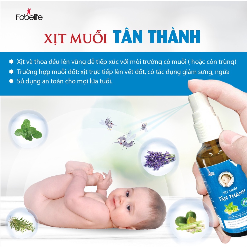Xịt Muỗi Tinh Dầu FOBE Xua Đuổi Muỗi, Côn Trùng Giúp Bé Ngủ Ngon - Chai 50ml