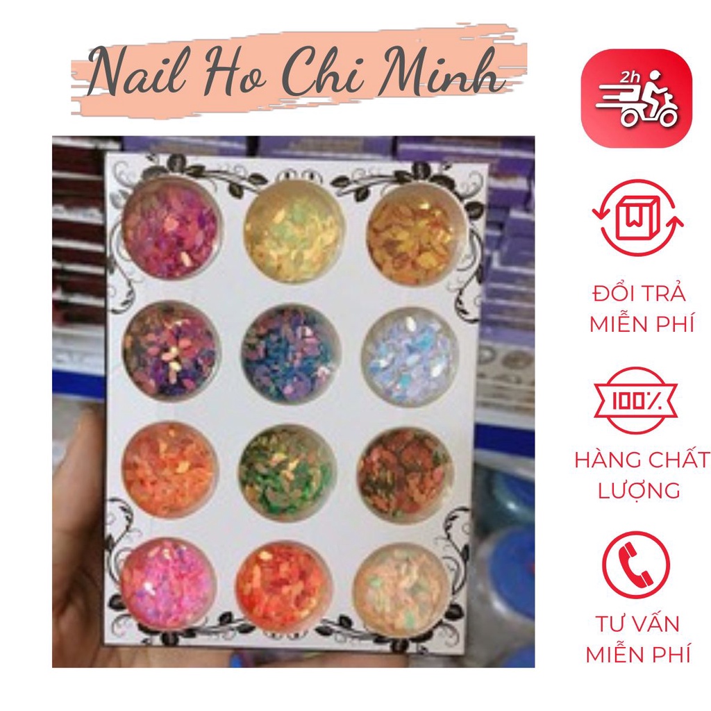 Set lá gạo 12 màu trang trí móng làm nail phong cách Hàn Nhật