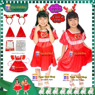 ĐẦM CỔ VUÔNG TAY PHỒNG ĐẦM NOEL BÉ GÁI TỪ 1 - 8 TUỔI  VẢI NHUNG CAO CẤP - DÙNG MẶC ĐI CHƠI LỄ SỰ KIỆN CHỤP ẢNH
