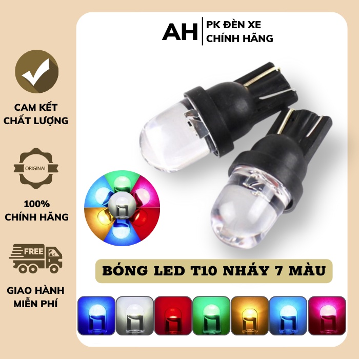 Bóng Led T10 Nháy 7 Màu Siêu Sáng Cực Đẹp, Đèn Led & T10 Lắp Mặt Đồng Hồ, Demi, Xi Nhan Xe Máy, Ô Tô DC 12V
