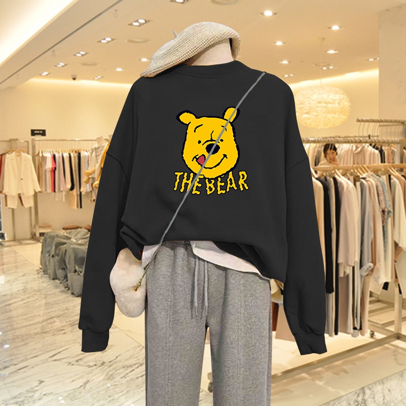 Áo sweater nữ HappyFamily hình chú Gấu The Bear xinh xắn chất nỉ da cá 100% cotton cao cấp