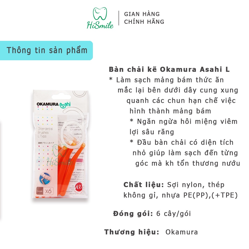 Ảnh Bàn chải kẽ răng Asahi dạng chữ L hàng chính hãng Okamura 2