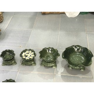 Bát Sen Thả Hoa Màu Xanh lục Ngọc Hàng Đẹp Bát Tụ Lộc đồ thờ cúng gốm sứ đề ban thần tài hút tài lộc