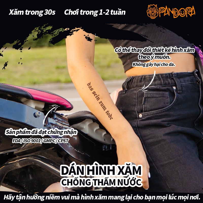 Hình xăm dán tạm thời chữ 15 ngày dành cho những đam mê trải nghiệm và muốn thử nghiệm phong cách xăm tạm. Chúng tôi cam kết sử dụng công nghệ tiên tiến có khả năng giữ màu lâu dài. Điều này sẽ giúp bạn tự tin khoe phong cách của mình trong suốt 15 ngày liên tục. Hãy tìm hiểu thêm và lựa chọn cho mình một mẫu xăm tạm chữ nào đó để thể hiện cá tính của bạn.