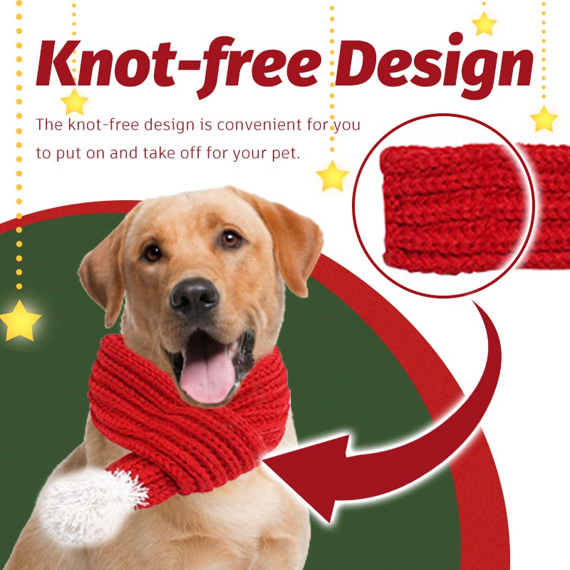 HamshMoc Mềm Thú Cưng Khăn Giáng Sinh Dệt Kim Chó Santa Khăn Có Pompon Trang Phục Thú Cưng Dễ Thương Ông Già Noel Trang Phục Cho Chó Nhỏ Mèo Con Đồ Dùng Giáng Sinh