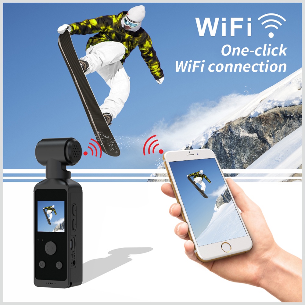 Ảnh Camera hành động thể thao EKLEVA 4K Pocket Cam 1.3 "Màn hình LCD HD 270° Camera thể thao Wifi có thể xoay 30FPS có vỏ chống nước cho mũ bảo hiểm 2