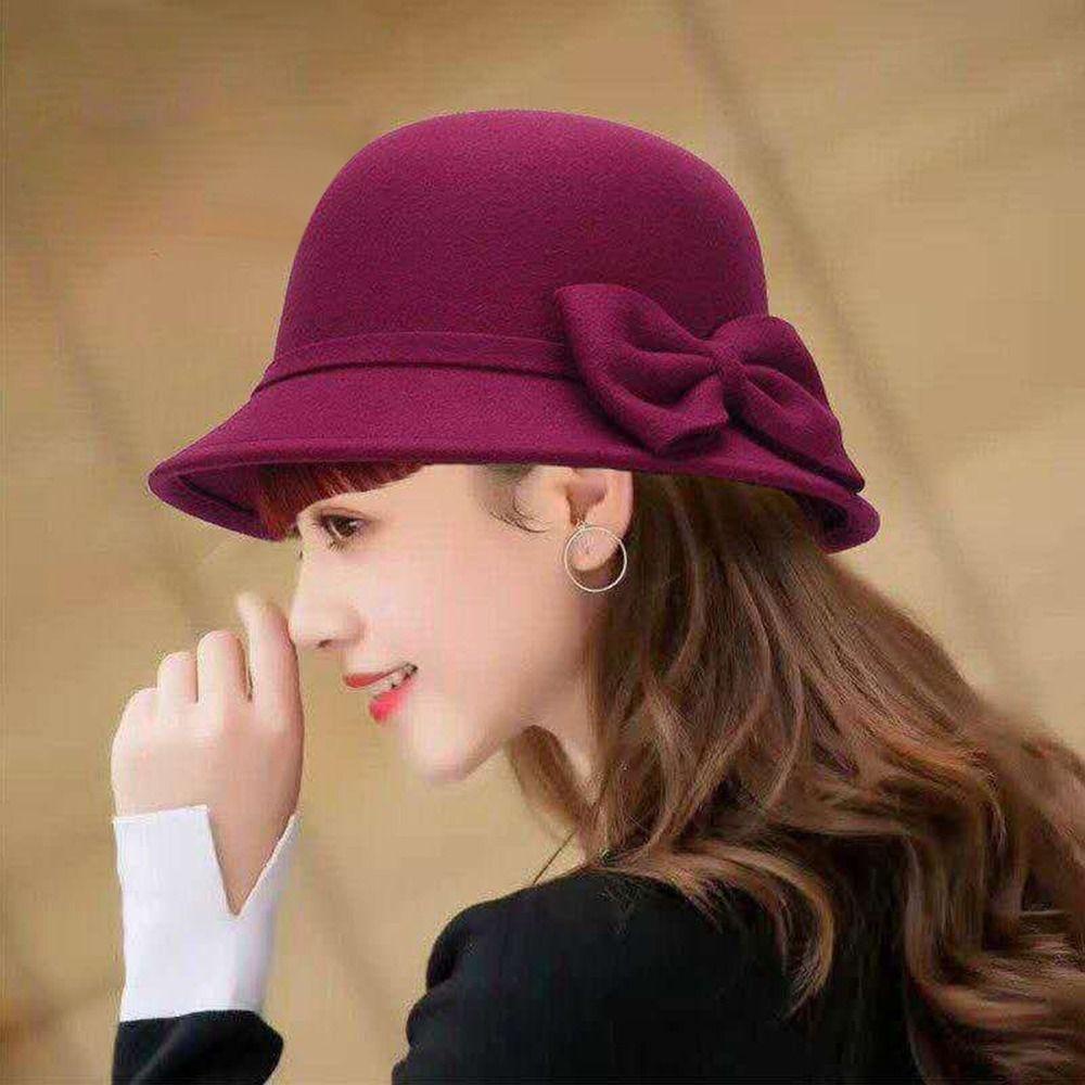 GUSTAVA Nữ Vintage Retro Mũ Bé Gái Người Cá Mũ Len Thanh Lịch Nỉ Nắp Xô