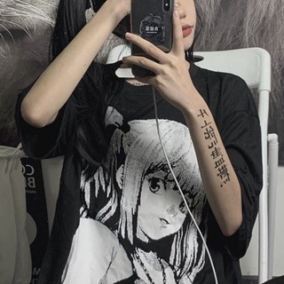 Áo thun ngắn tay Anime hai chiều hiphop Nhật Bản phong cách Harajuku