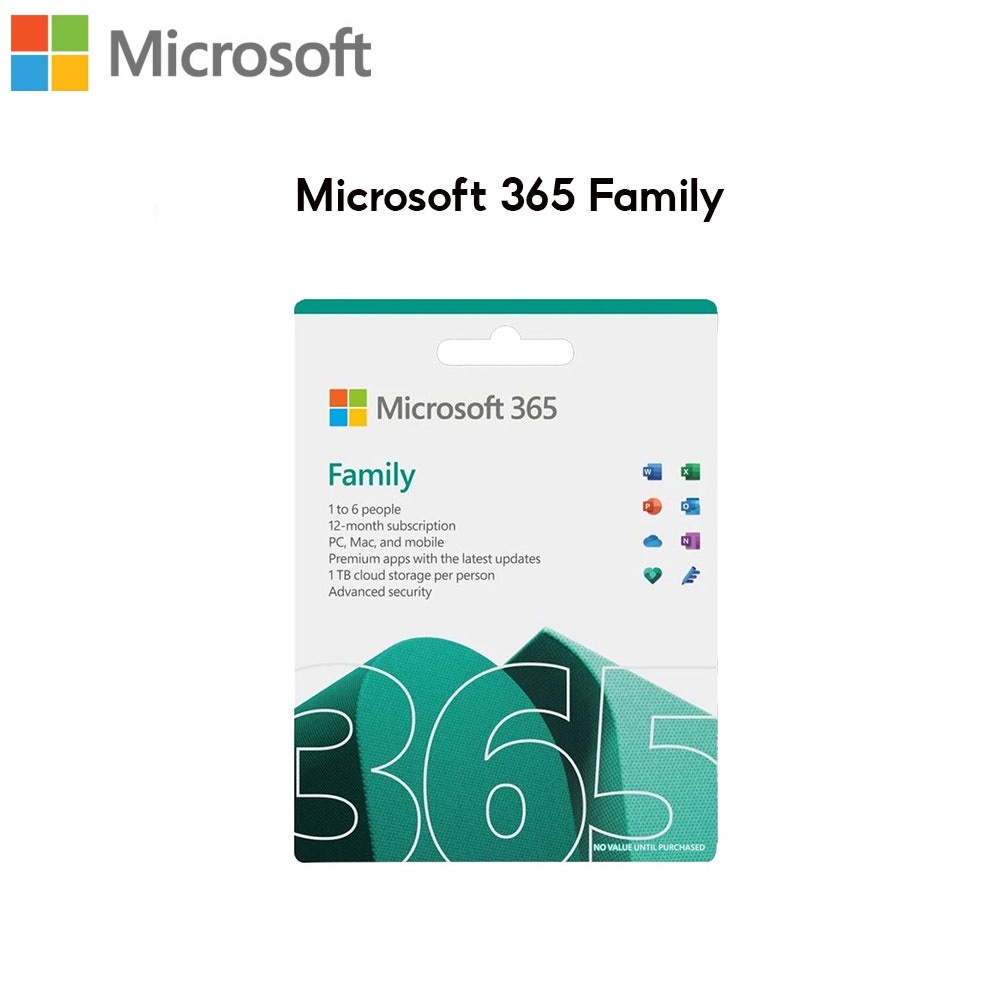 Phần mềm Microsoft 365 Family | 12 tháng | Dành cho 6 người| 5 thiết bị/người | Trọn bộ ứng dụng Office | 1TB lưu trữ