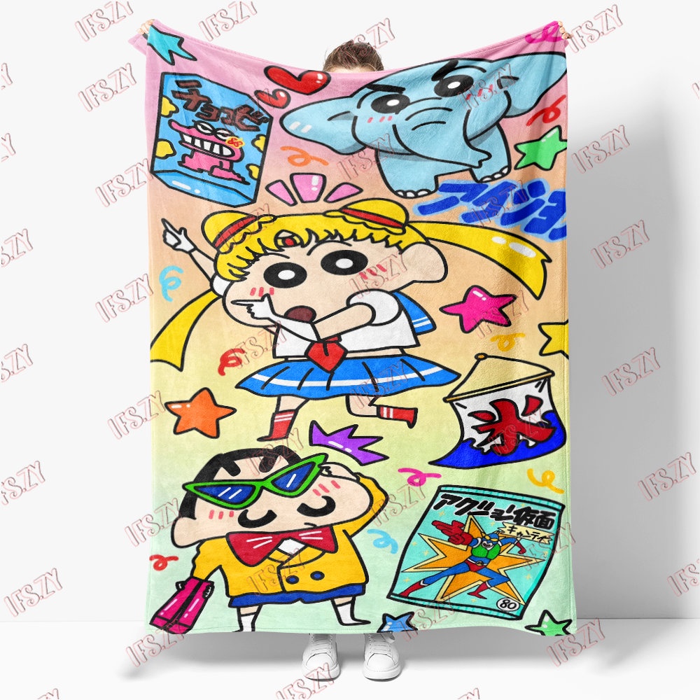 Chăn flannel Điều Hòa Không Khí 4 Kích Thước In Hình Cậu Bé Bút Chì shin-chan Dễ Thương