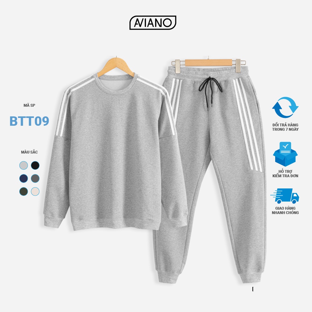 Ảnh Bộ Thể Thao Nam Chất Nỉ 4 Màu Trẻ Trung Năng Động Thời Trang Cao Cấp AVIANO 1