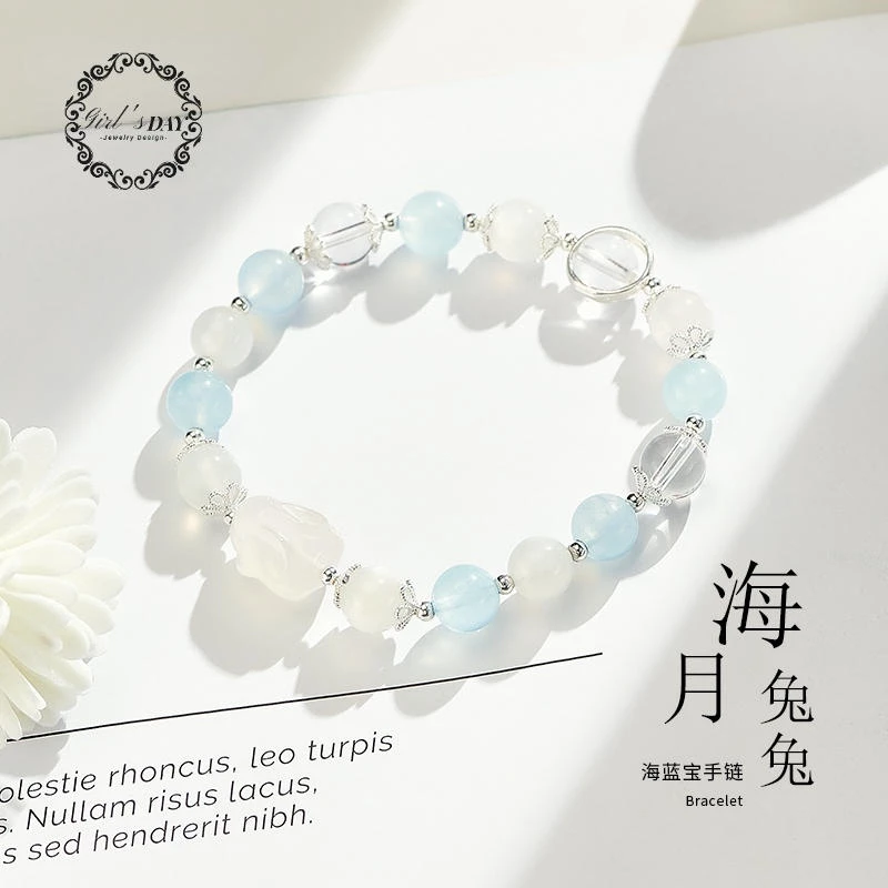 Aquamarine Vòng Tay Pha Lê Vòng Tay Cung Hoàng Đạo Thỏ Vòng Tay Pha Lê Nữ Sinh Bening Năm Vòng Tay Aquamarine Vòng Tay Đá Mặt Trăng Quà Tặng Năm Mới Vòng Tay Bạn Gái
