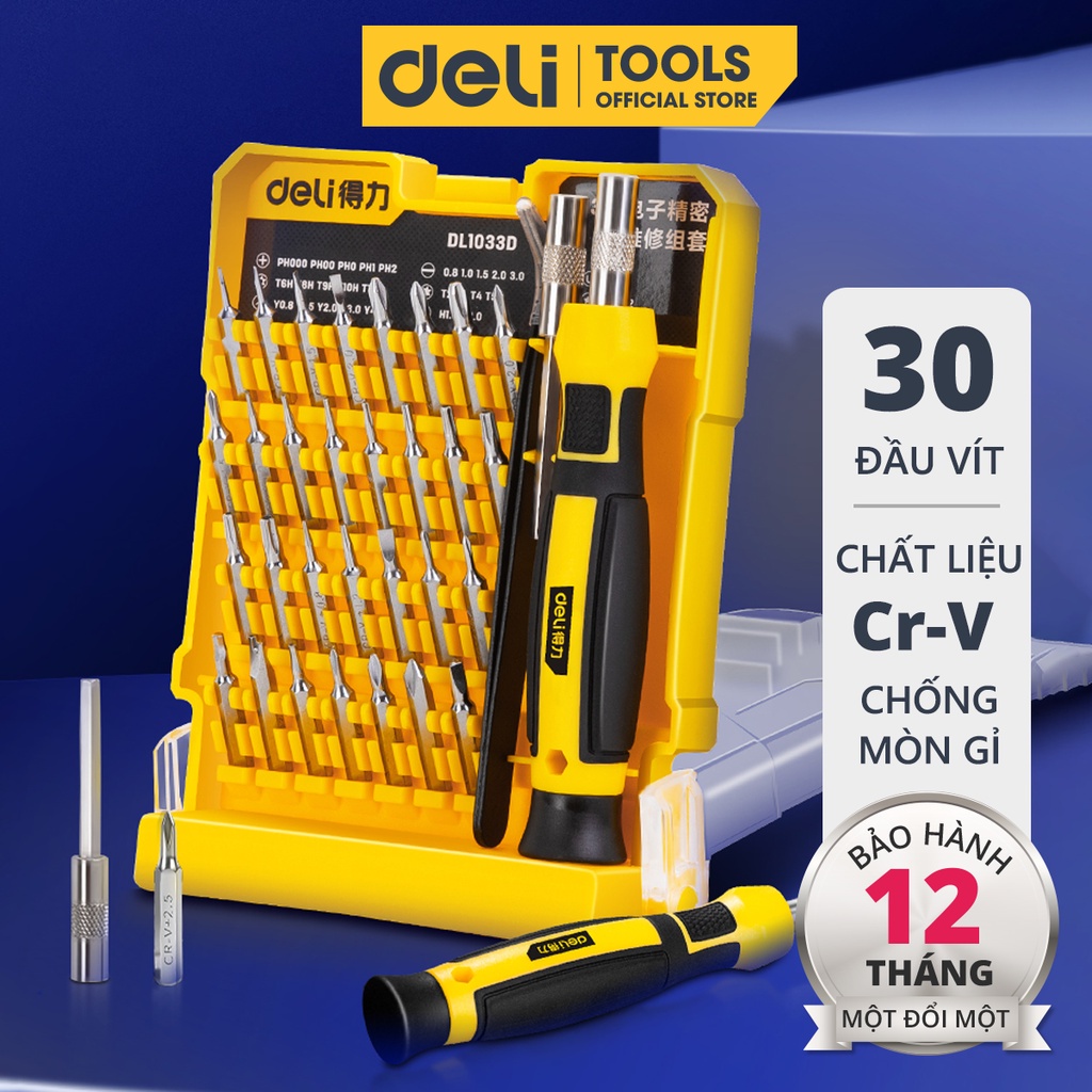Bộ Tua Vít Sửa Chữa Đa Chức Năng Deli 30 Đầu Vít Cao Cấp - Chất Liệu Siêu Bền, Thiết Kế Gọn Nhẹ Tinh Tế - DL1033D;