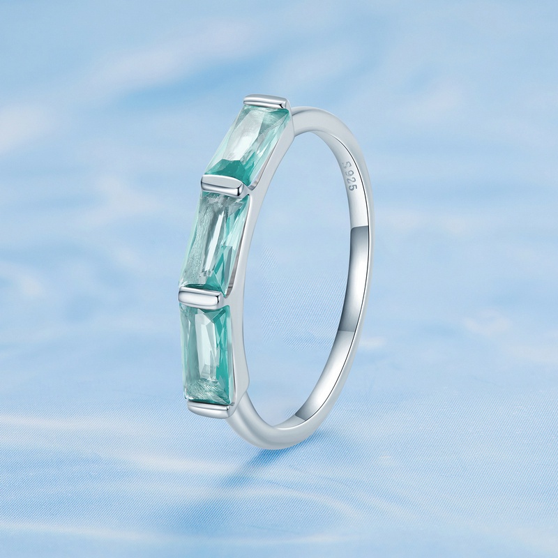 BAMOER Nhẫn Bạc 925 ĐíNh Đá Zircon ThờI Trang