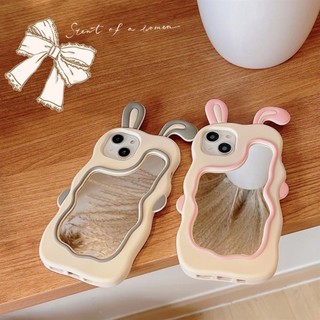 Ốp điện thoại Silicon hình tai thỏ có gương 3D cho 7plus/8plus/x/xs/xsmax/11/12/13/14/15/16/17/pro/plus/promax RABBI SLC