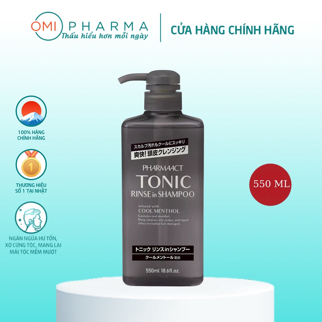 Dầu Gội Xả Cho Nam Bạc Hà Mát Lạnh Pharmaact Tonic Rinse In Shampoo (550ml)