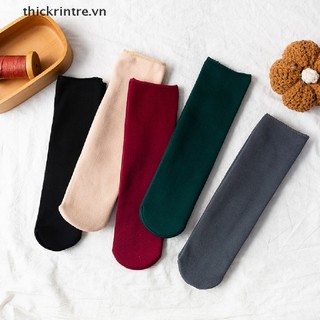 1 Đôi Vớ Len Cashmere Mềm Dày Giữ Ấm Màu Trơn Thời Trang Mùa Đông Cho Nữ