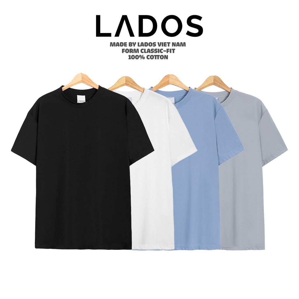 Áo thun cổ tròn trơn Nam Nữ 100% Cotton Pique cao cấp LADOS – LADOS 9113 co giãn 4 chiều, thấm hút mồ hôi, thoải mái