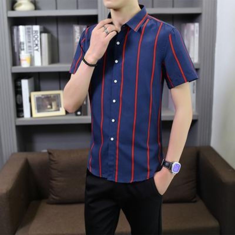 Áo Sơ Mi Nam Tay Ngắn Sọc Dọc Thời Trang Công Sở Mới