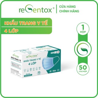 Hộp Khẩu Trang Y Tế 4 Lớp Cao Cấp Regentox Chống Thấm, Lọc Bụi, Kháng Khuẩn 50 Cái/Hộp
