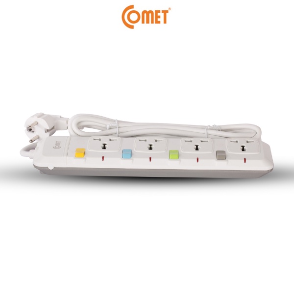 Ảnh Ổ Cắm Điện Nối Dài Comet CESG2403 2500W Dây Dài 3m,4 Lỗ 3 Chấu,4 Công Tắc, Có Nắp Lỗ Cắm  An Toàn 4