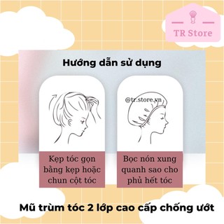 Mũ Trùm Tóc 2 Lớp Chống Nước Cao Cấp - Nón Tắm/Ủ Tóc Họa Tiết Ngôi Sao Dày Dặn (PEVA)