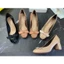 Giày cao gót 5 phân mũi vuông Annmodels gót vuông chất liệu xi bóng phối nơ thời trang _A892NLNHO