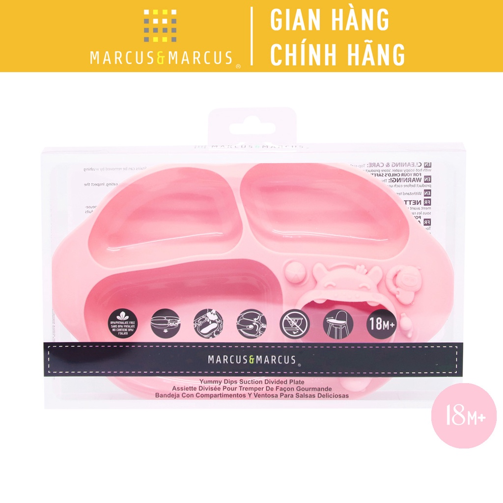 Ảnh Đĩa ăn dặm silicon chia ngăn có đế hút chân không chống đổ Yummy Marcus & Marcus, cho bé từ 18 tháng - Pokey 1