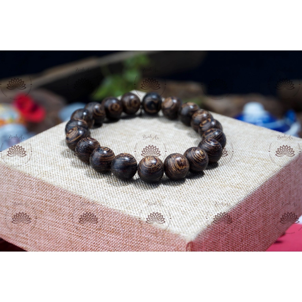 Vòng Tay Trầm Hương Tròn Đơn Sánh Chìm Nước - 16mm Trầm Hương Bình An- Trầm Việt- Size Nam Nữ.