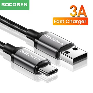 Dây cáp sạc nhanh USB loại C 3A Rocoren thích hợp cho Xiaomi Poco F4 F3 Realme Samsung Huawei