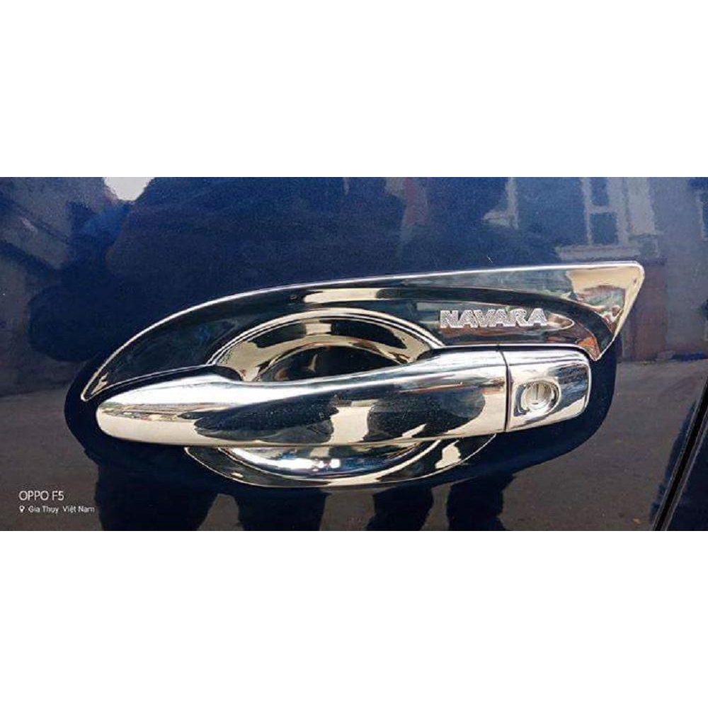 Ốp tay nắm cửa, hõm cửa, nắp xăng ô tô NISSAN NAVARA 2016- 2023, Chất liệu nhựa mạ ABS cao cấp