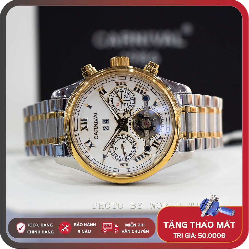 ng h c ng h nam day thep Carnival 8728G m t kinh saphire ch ng x c fullbox va b o hanh 3 n m Shopee Vi t Nam