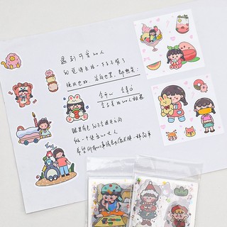 10 1 Tấm Sticker Cô Bé Dễ Thương 7,5X7,5Cm - Thỏ Hồng VPP