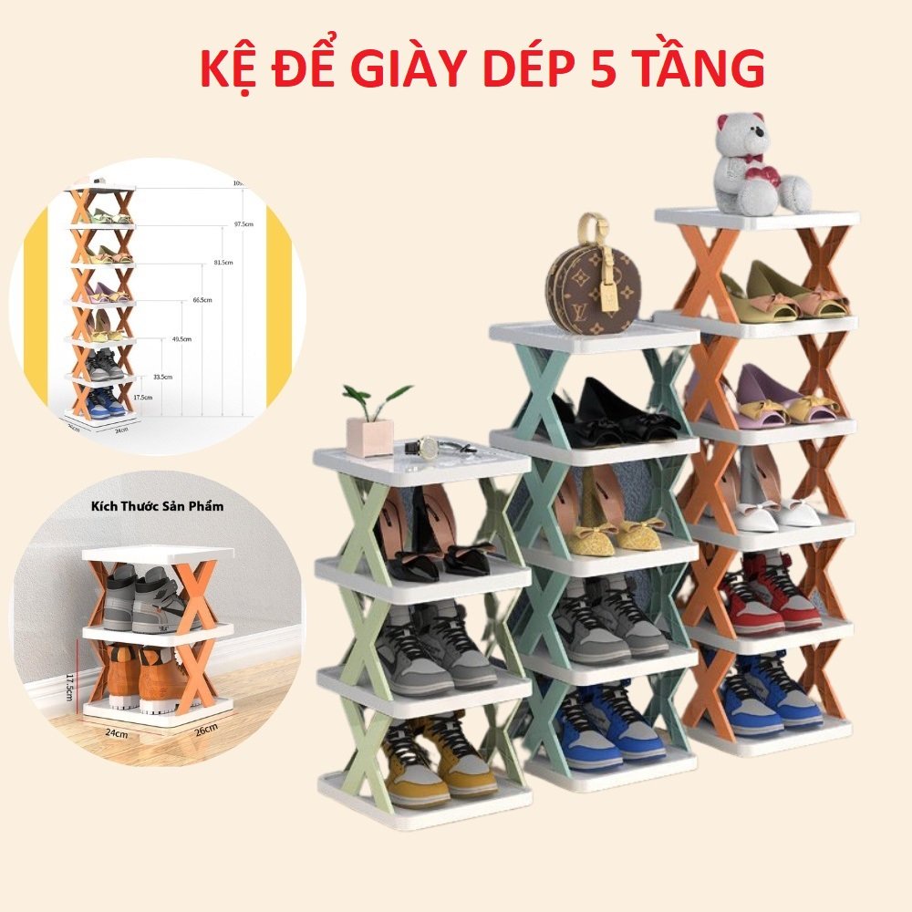 Kệ để giày dép, để đồ đa năng 5 tầng chữ x