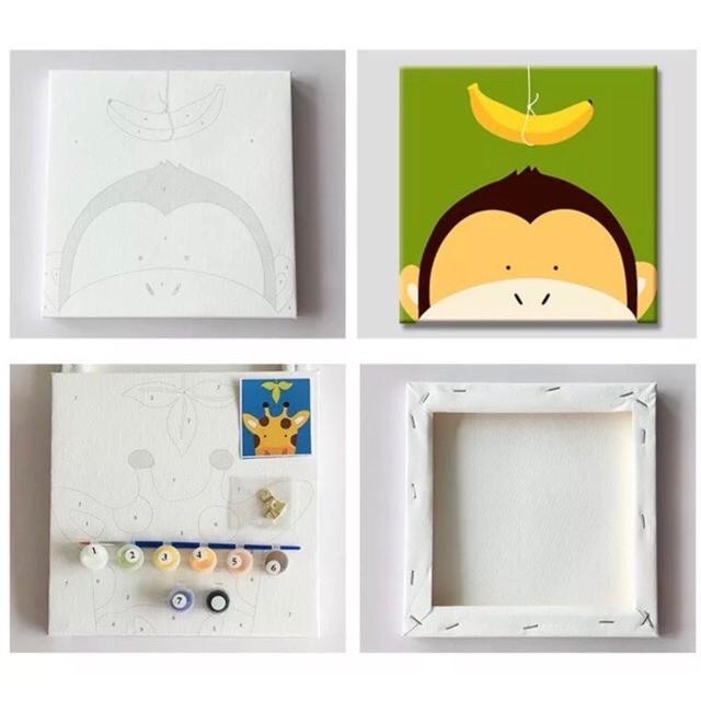 Ảnh Tranh tô màu theo số động vật cute dễ thương GAM size mini 20x20cm dễ tô 2