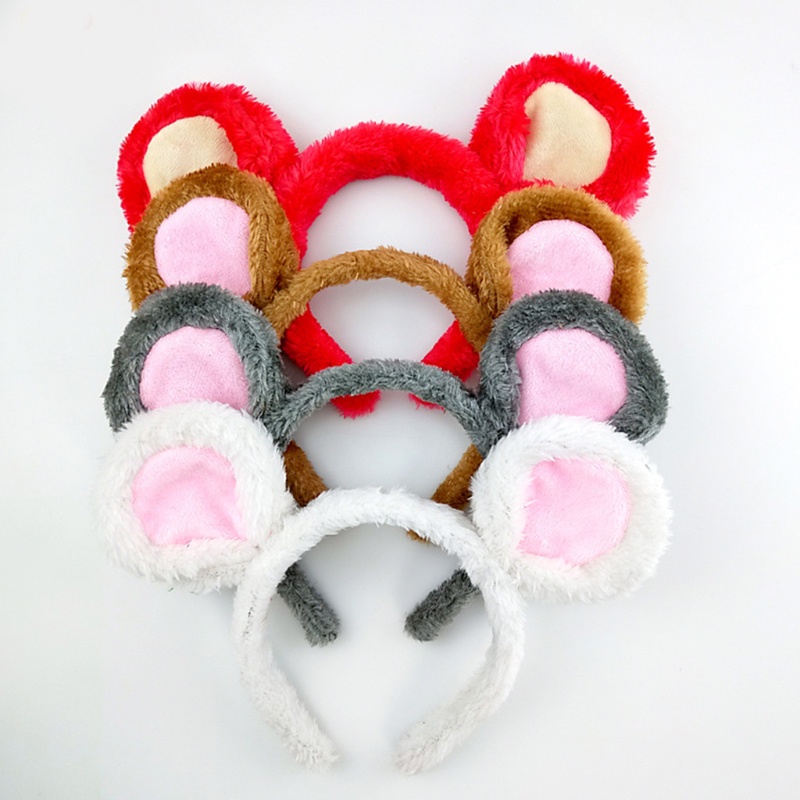 Cartoon Animal Headbands  Ears Hair Hoop Plush Mouse Ears Makeup Hairband