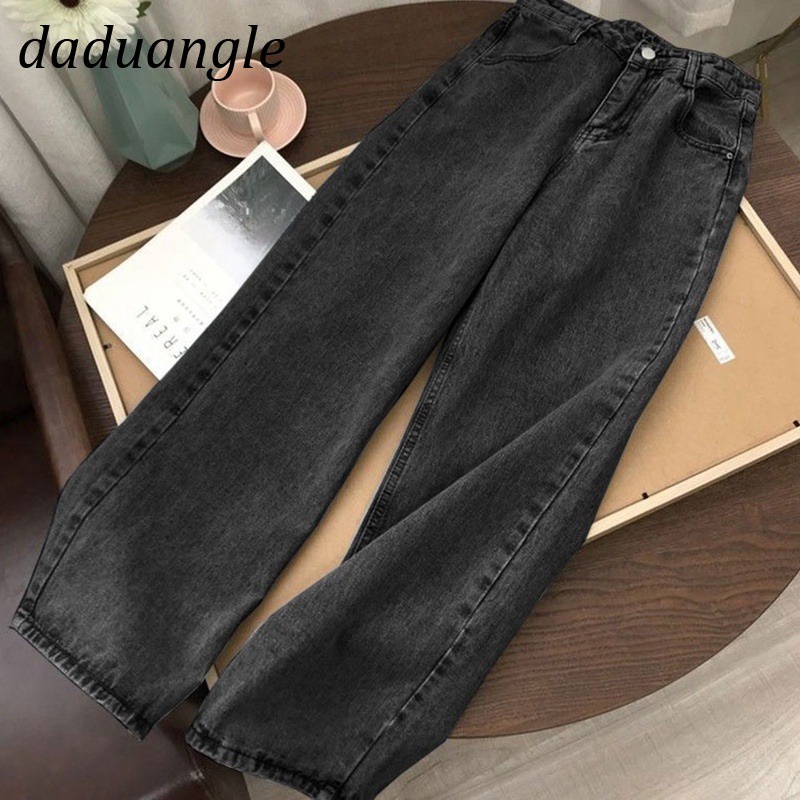 Ảnh Quần jean Daduhey 9 tấc lưng cao ống rộng dáng thẳng phong cách Hàn Quốc thời trang cho nữ plus size 3