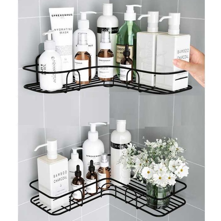 Kệ góc nhà tắm-Kệ đựng gia vị nhà bếp đủ màu-dán tường siêu dính trong nhà tắm, nhà bếp tiện dụng