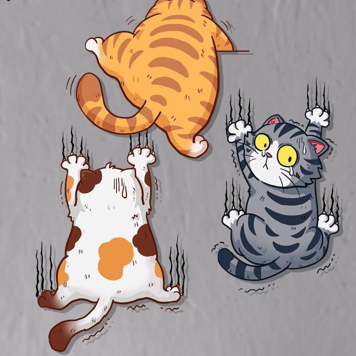 3 Miếng / Bộ!Sticker Phản Quang Chống Thấm Nước Hình Mèo Vui Nhộn ...
